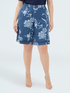 Denim bermuda shorts with delav&eacute; foliage print image number 0