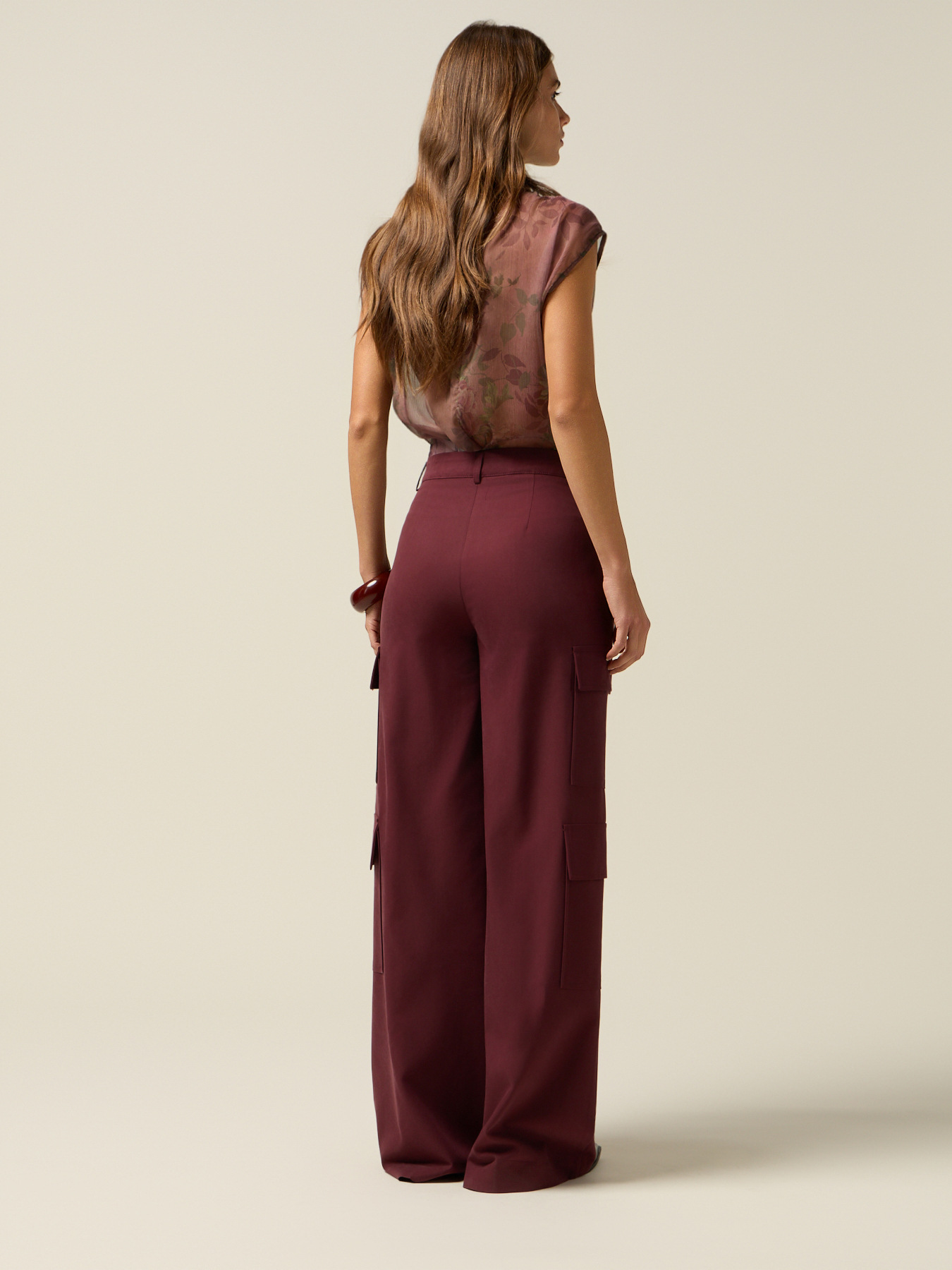 Pantaloni cargo din amestec de vâscoză image number 1