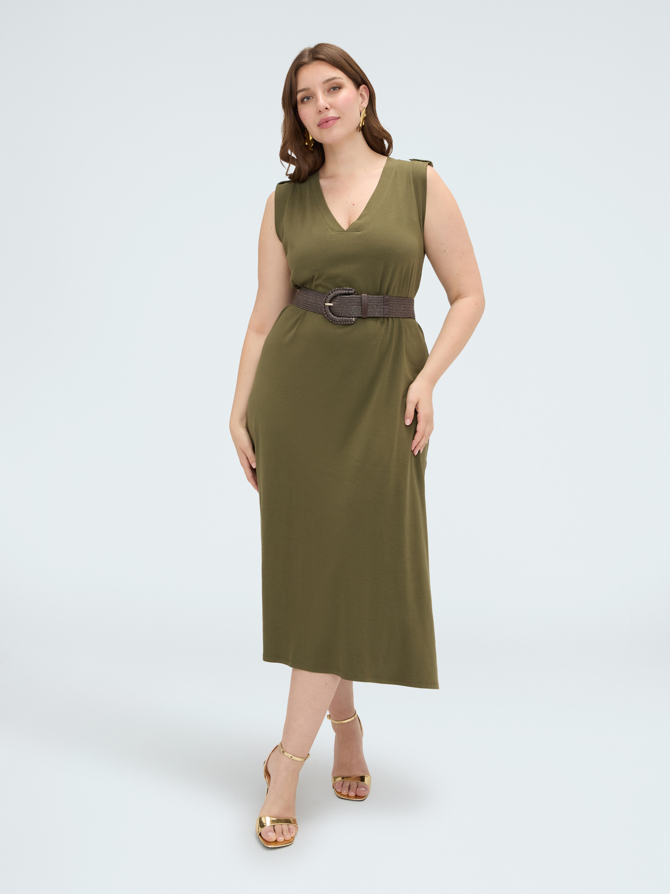 Long V-neck dress image number 0