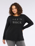 T-shirt in jersey con scritta in strass image number 0