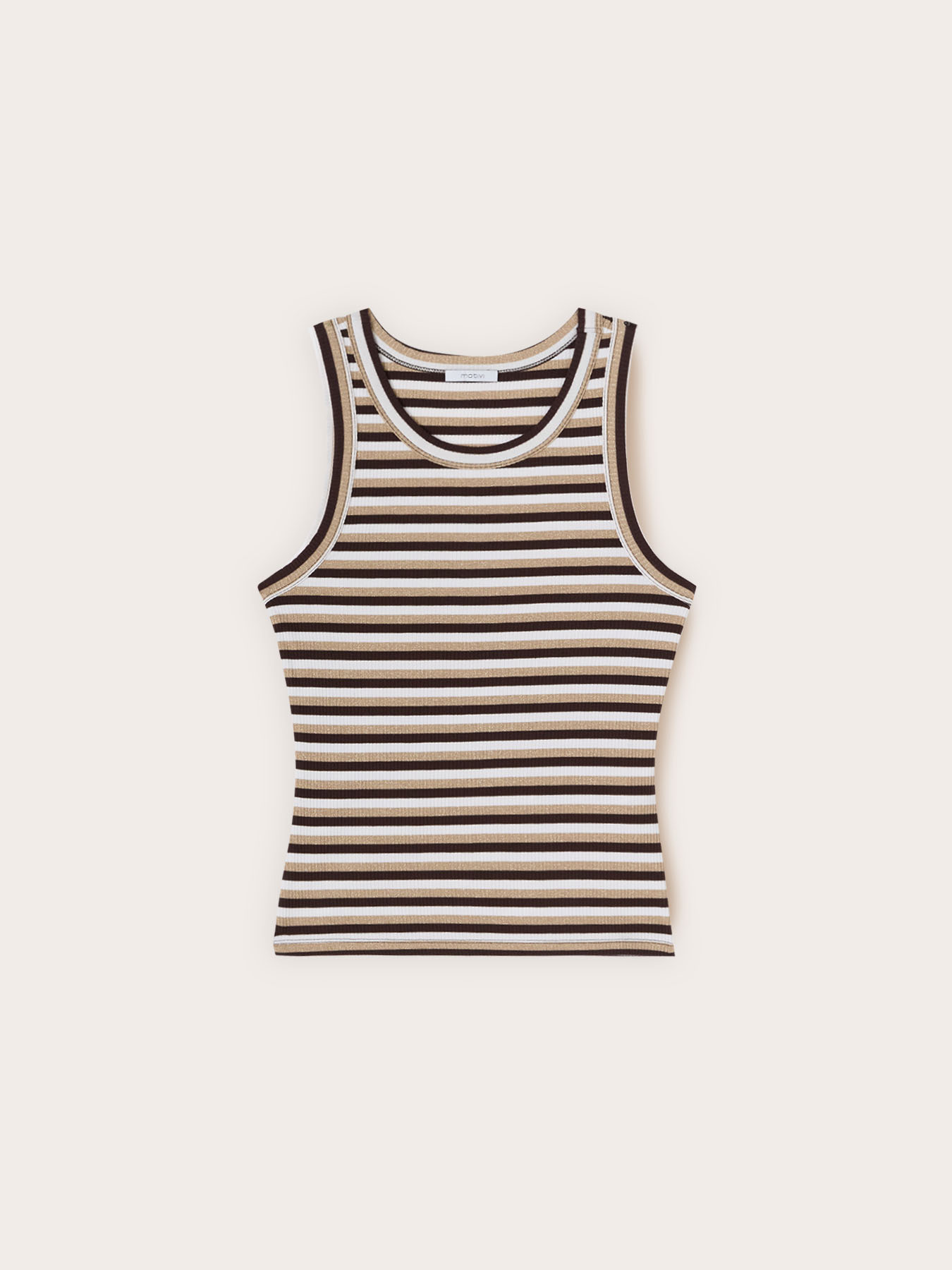 Top a righe in misto viscosa lurex image number 4