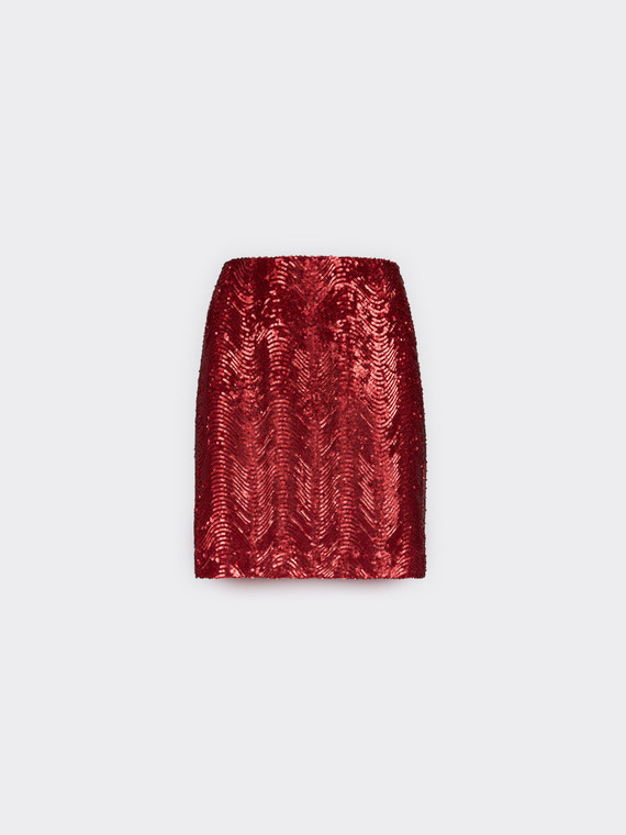 Mini skirt with sequin embroidered waves