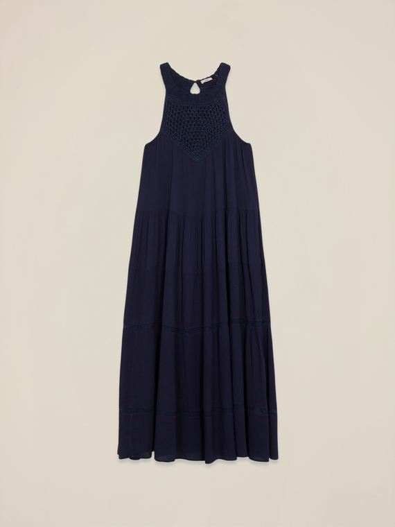 Robe longue avec insert en crochet