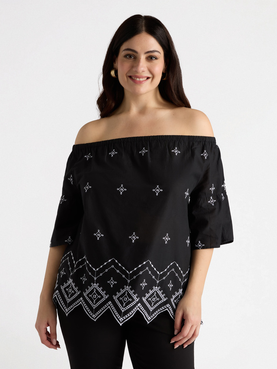 Off-shoulder ethnic blouse