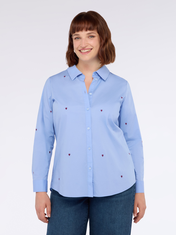 Heart embroidered poplin shirt