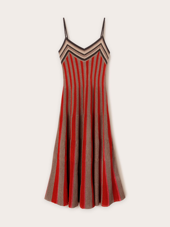 Vestito flare in maglia lurex a righe