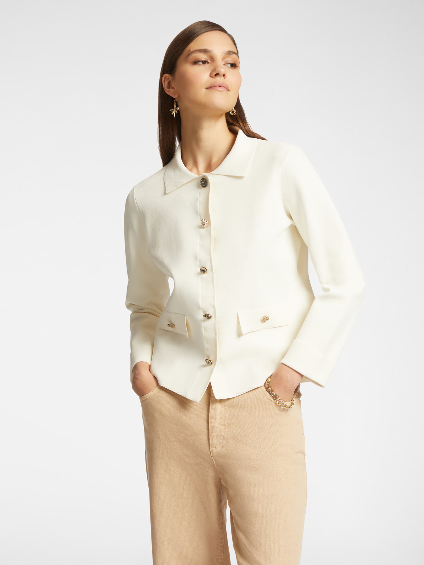 Tricot jacket with buttons image number 0
