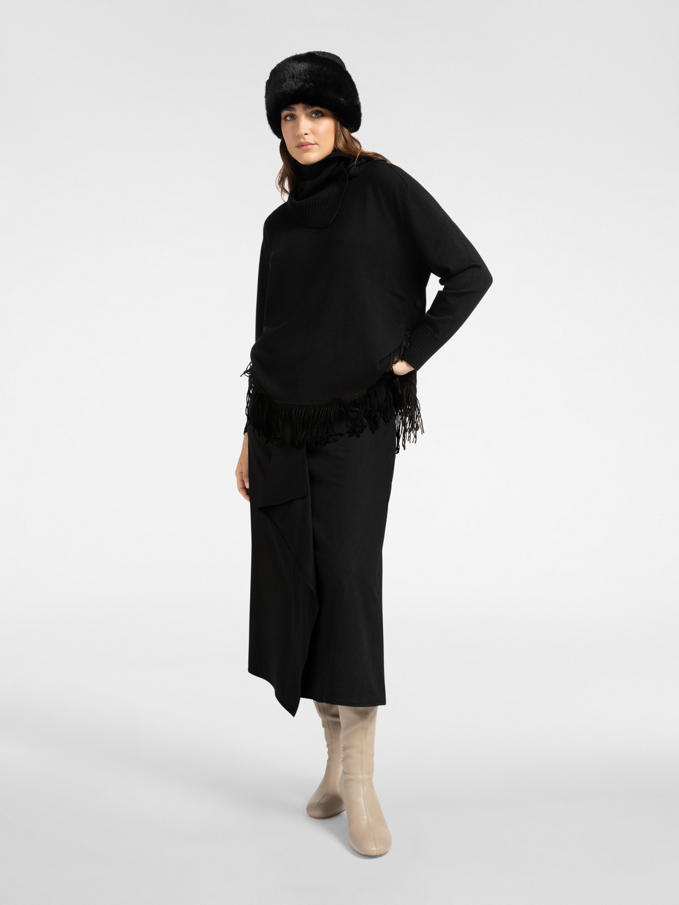 Wrap skirt with jabot image number 0