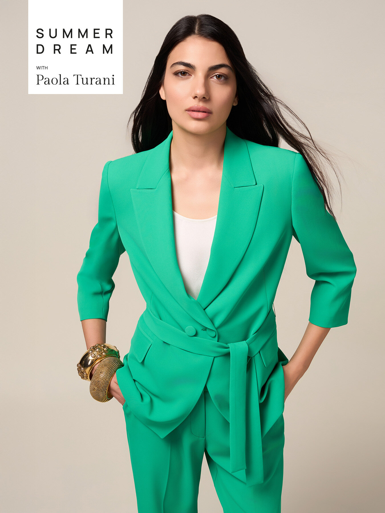 Double-breasted blazer with sash image number 0