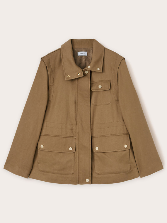 Mixed lyocell parka with detachable sleeves