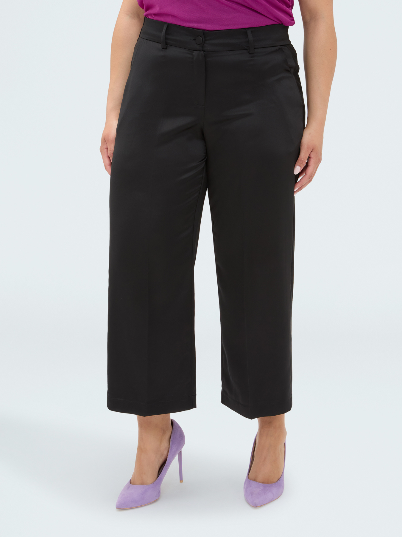 Pantaloni cropped in raso image number 0