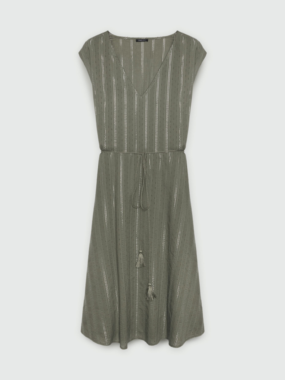 Striped lurex dress with strings