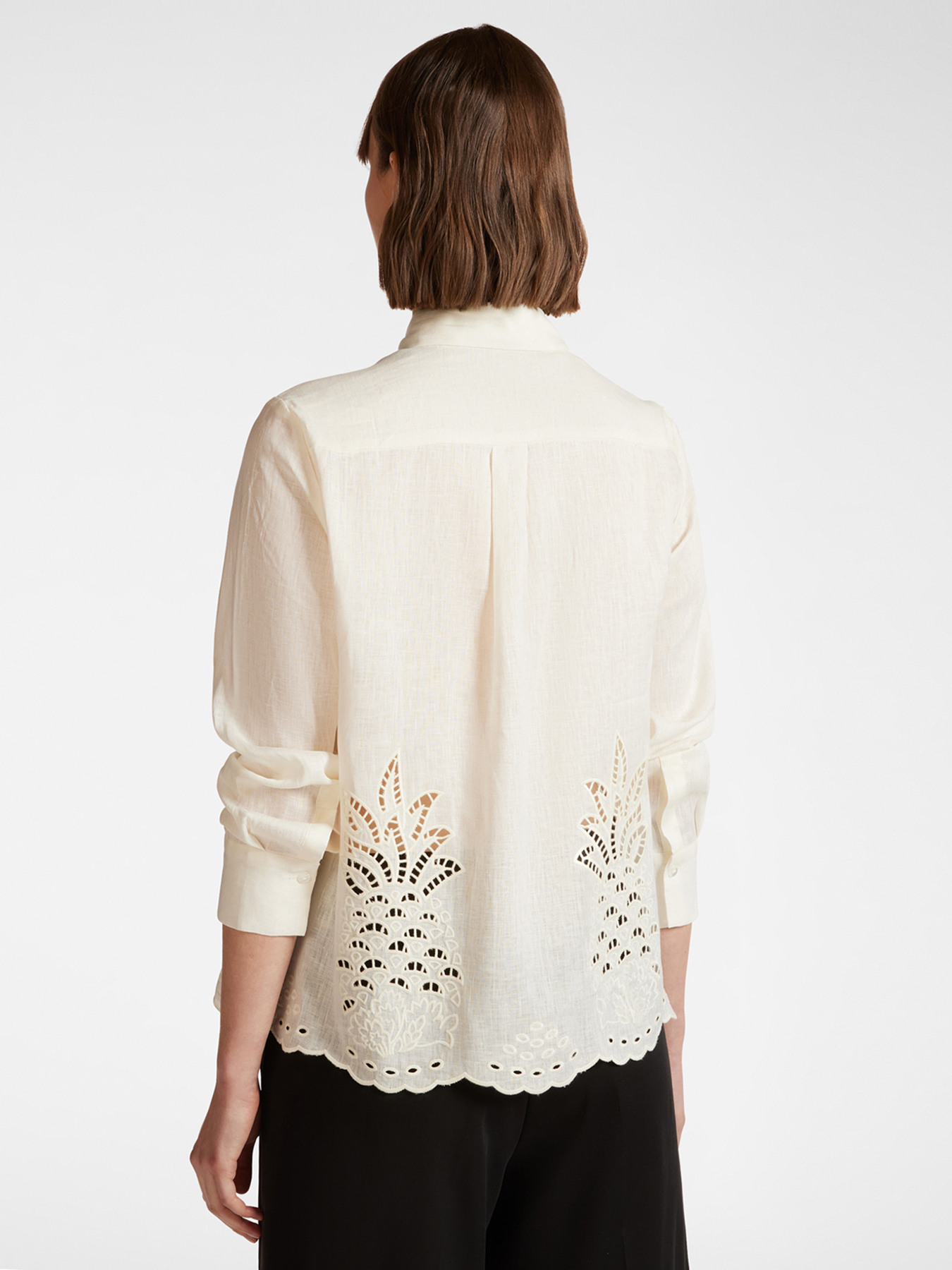 Camicia in lino con ricamo a trafori image number 1