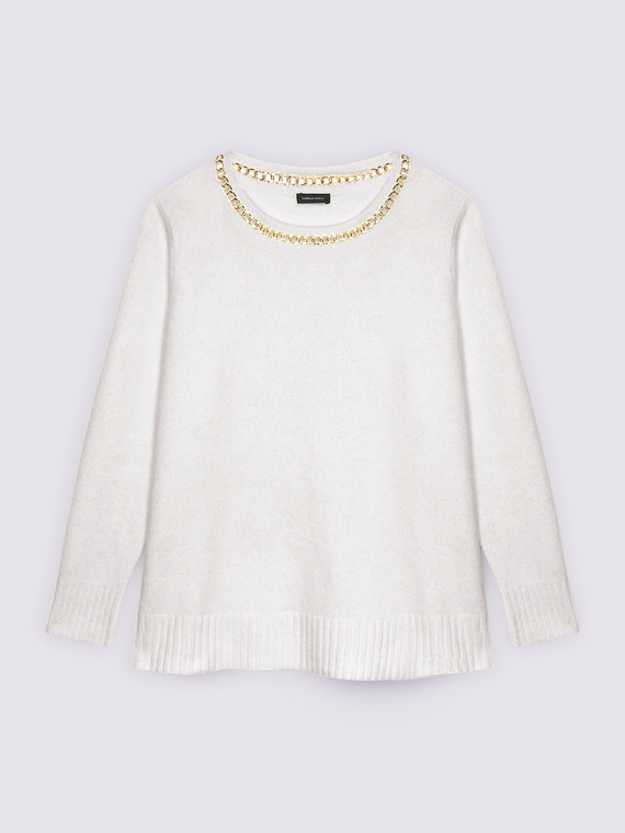 Pull ras-du-cou avec chaîne métallique