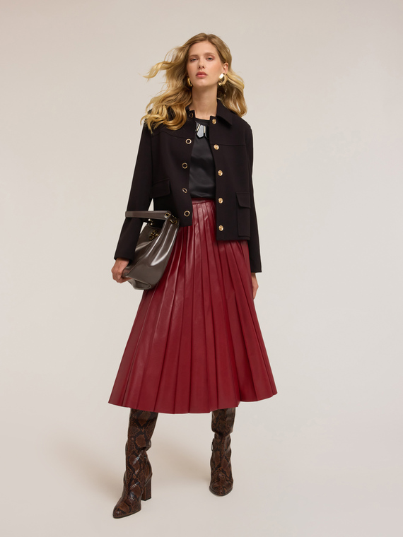 Rochie midi plisată din țesătură acoperită