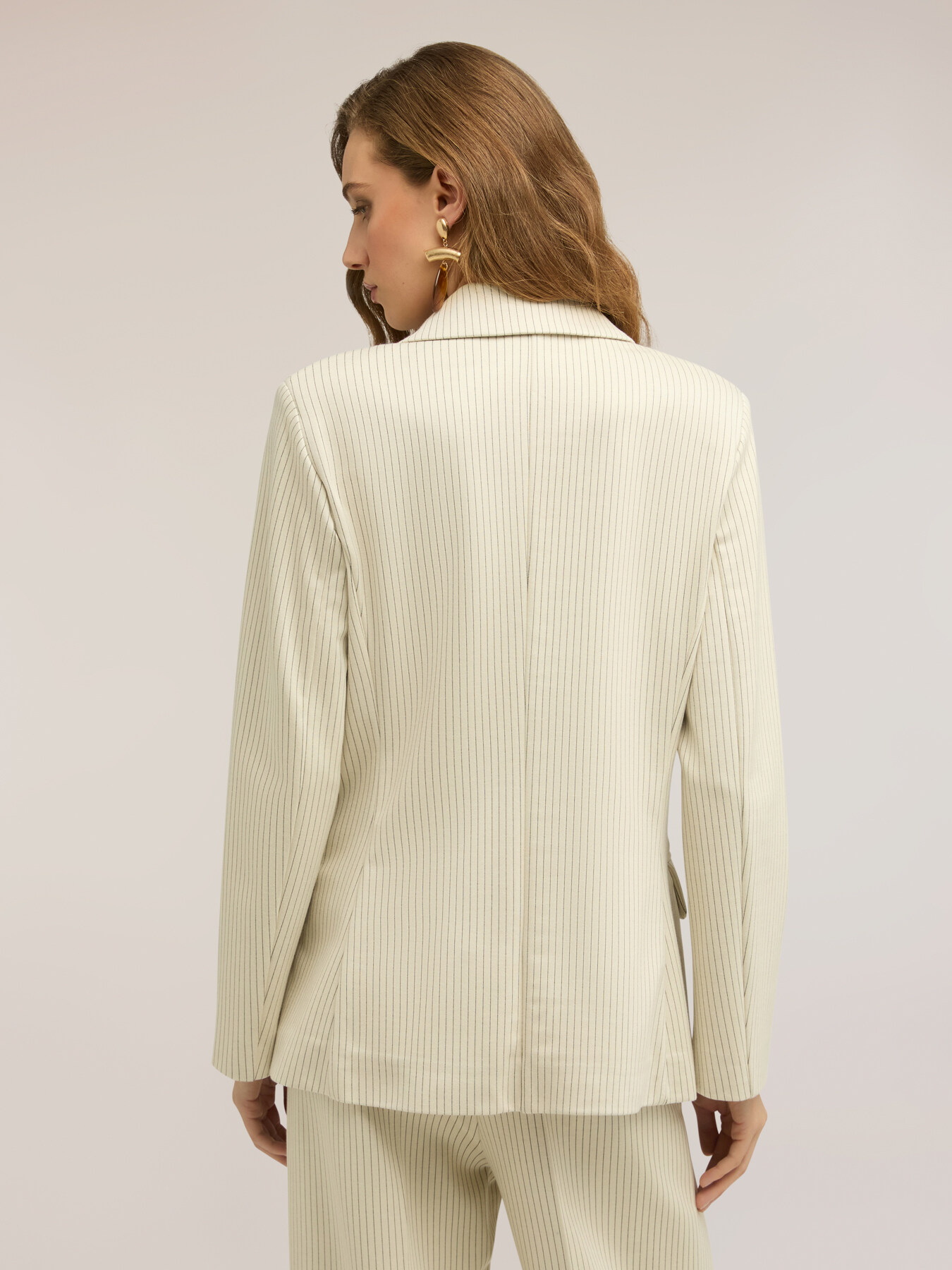 Double-breasted pinstripe blazer in cotton blend image number 1