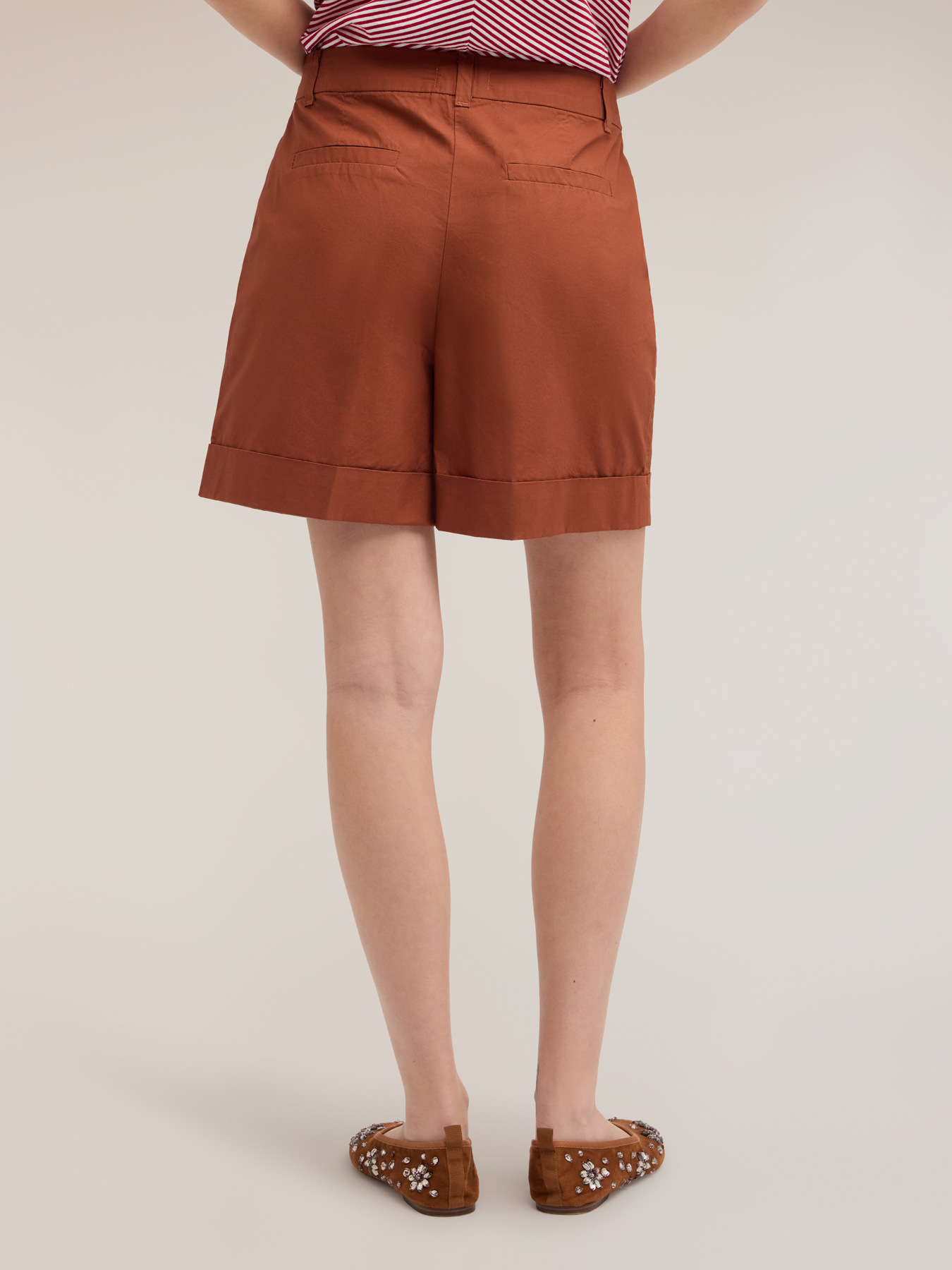 High-waisted cotton shorts image number 1