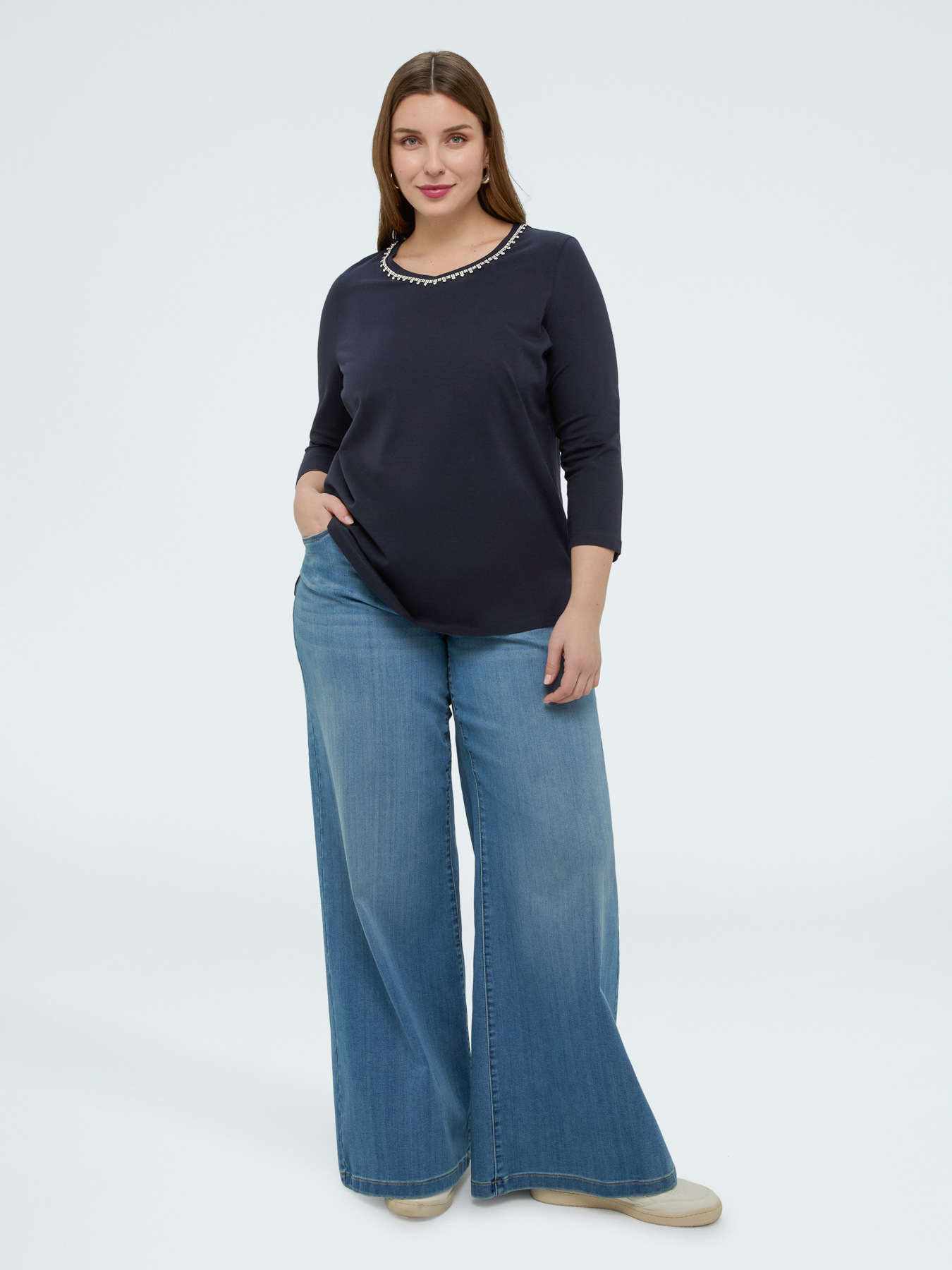 T-shirt in jersey di cotone con crystal image number 0