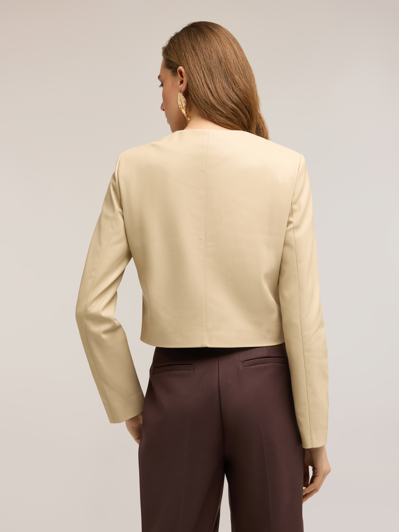 Short jacket in coated fabric image number 1