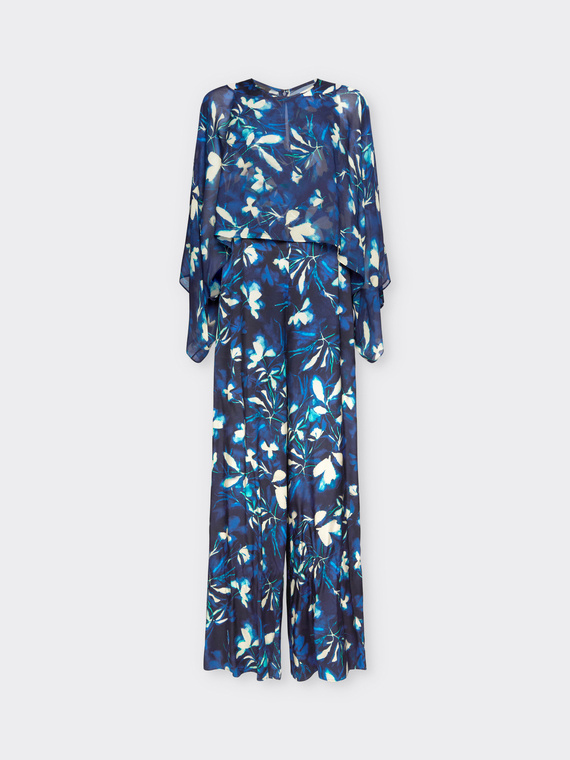 Elegant printed suit with jumpsuit and blouse