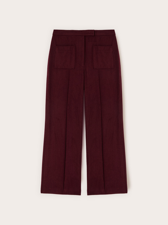 Cropped trousers in mixed wool fabric