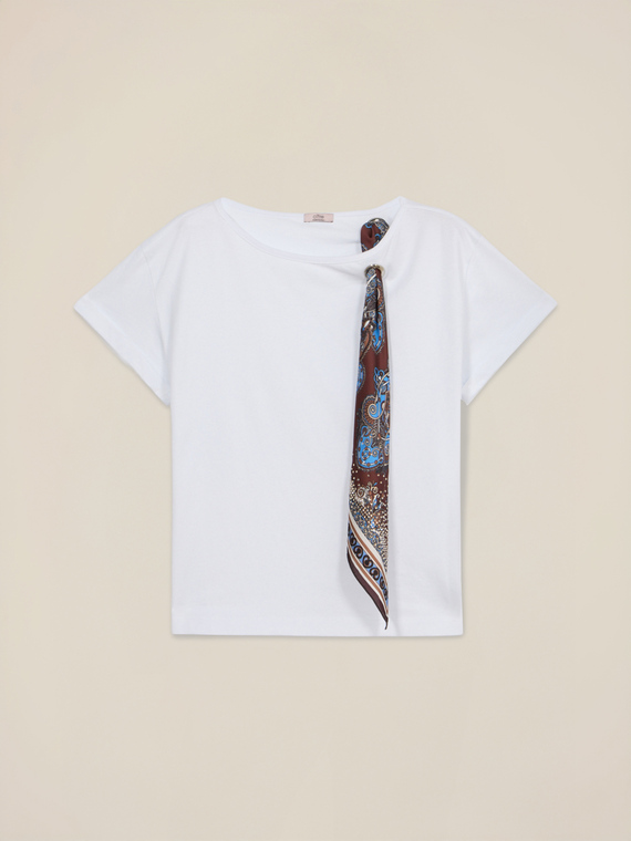 T-shirt with decorative scarf