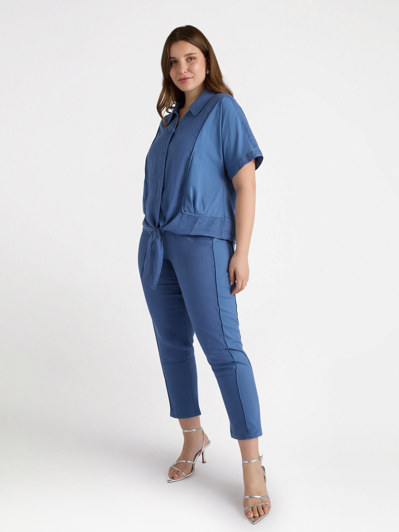 Straight linen trousers image number 0