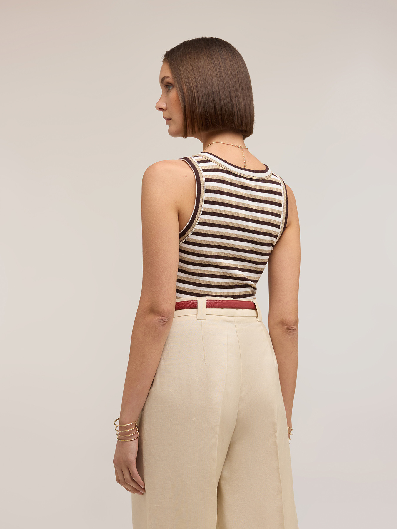 Top a righe in misto viscosa lurex image number 1