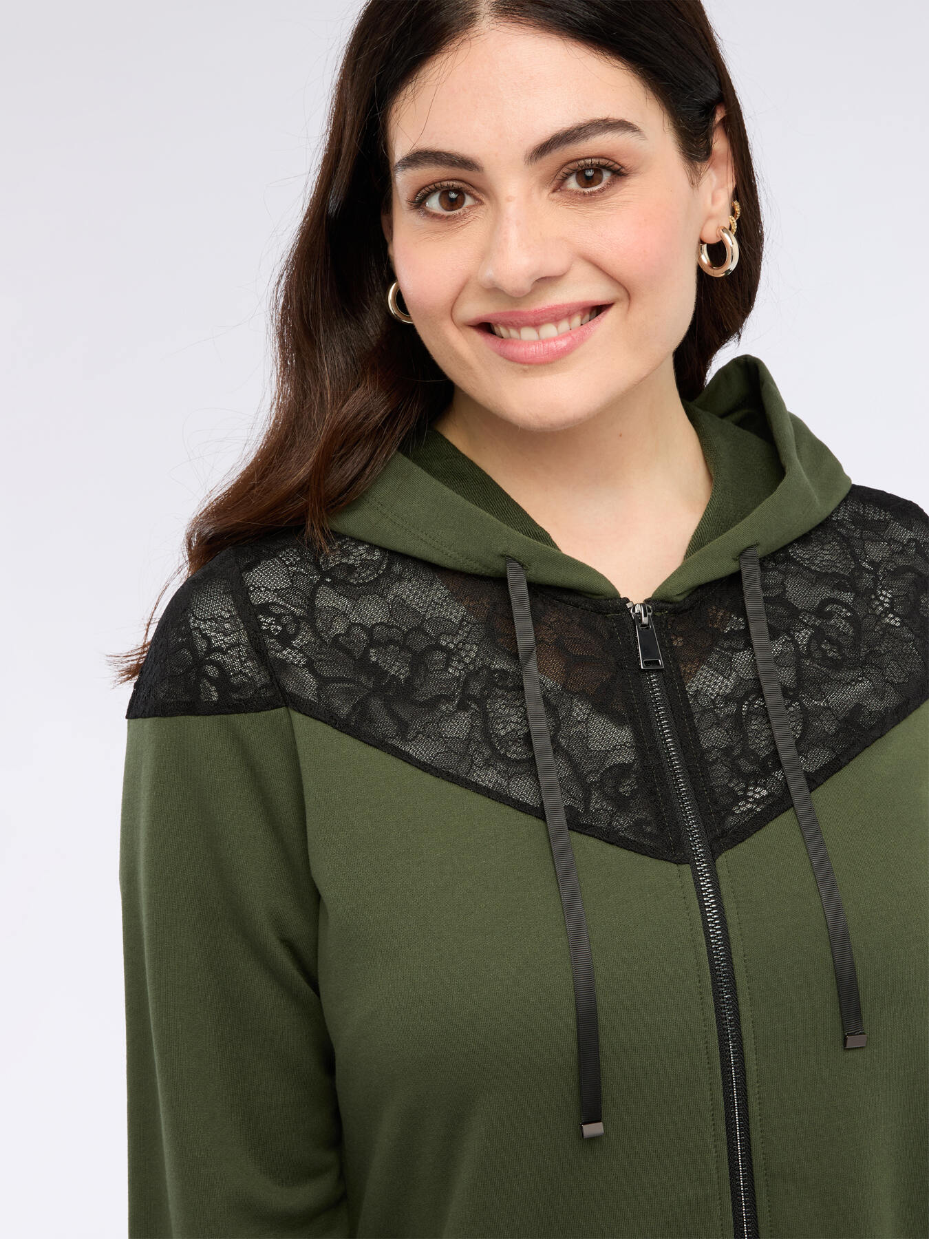 Kapuzenpullover mit Spitzeneinsatz image number 2