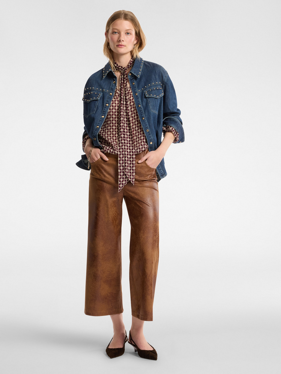 Vintage-effect fabric trousers