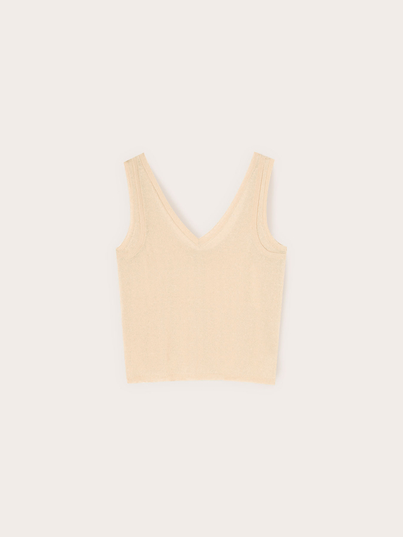 Linen blend knit top