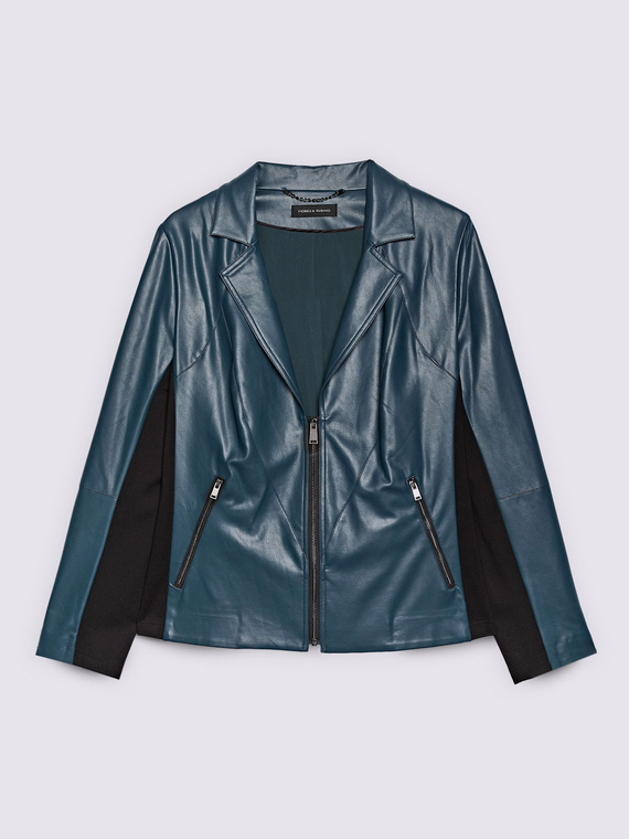 Biker jacket with stretch fabric inserts