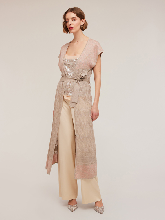 Langer Cardigan aus Strick mit eingearbeitetem Lurex