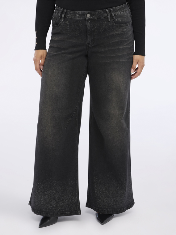 Jeans a palazzo effetto metallizzato