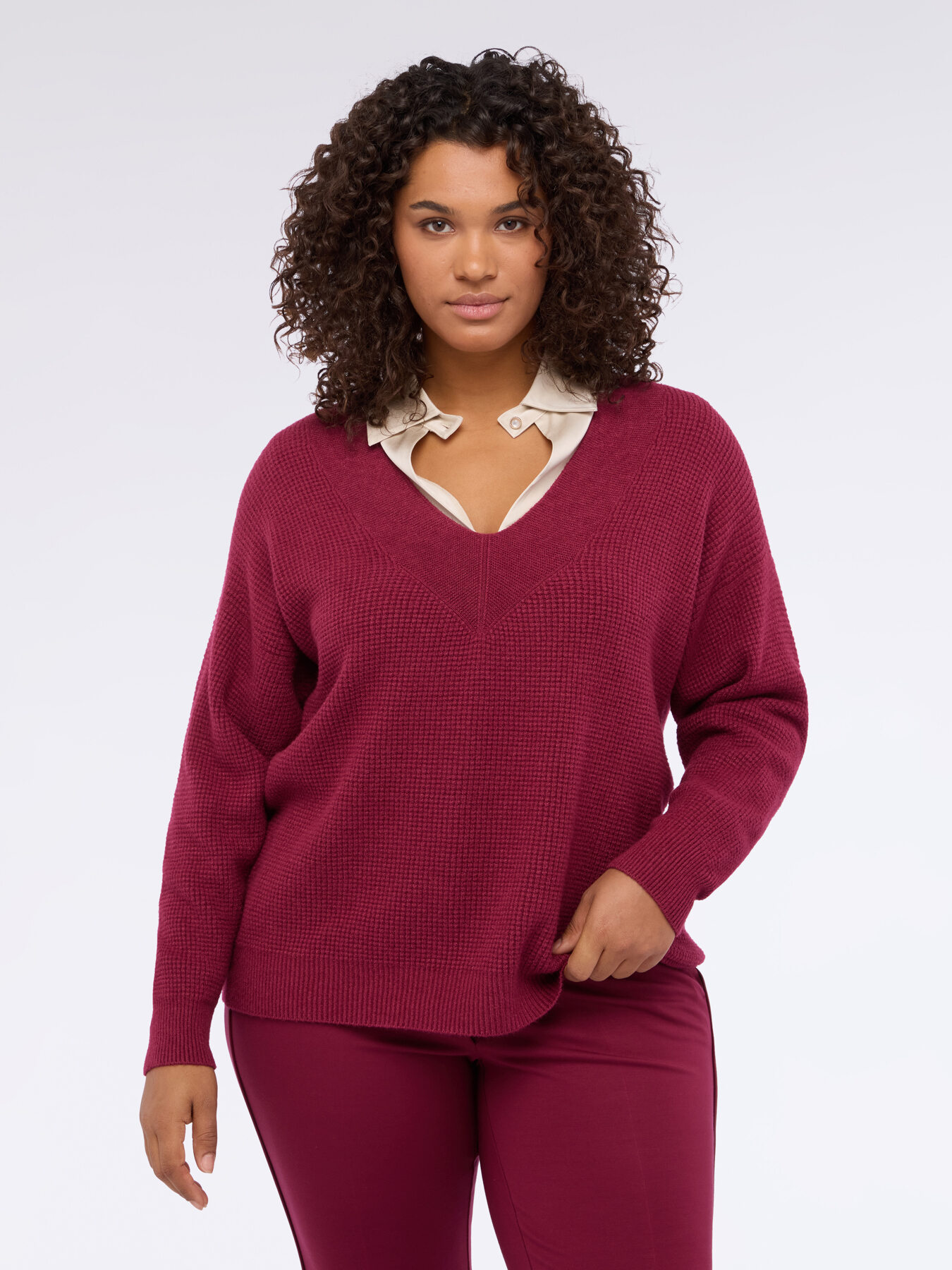 V-neck viscose blend sweater image number 0