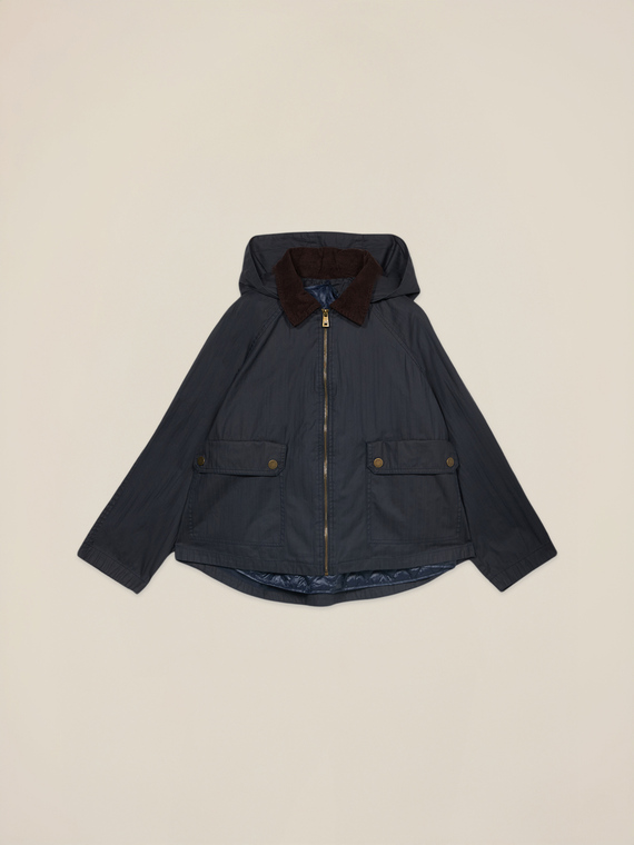Kurze Baumwoll-Parka mit Kapuze