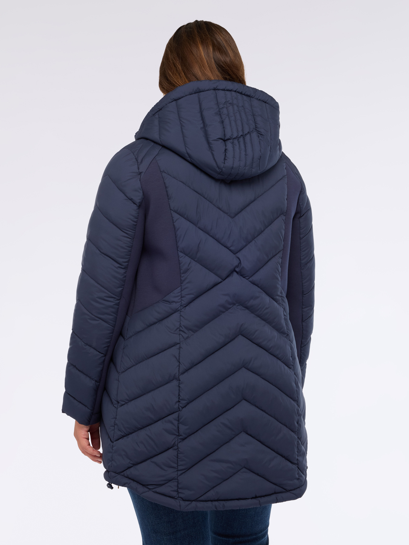 Long quilted down jacket with hood image number 1