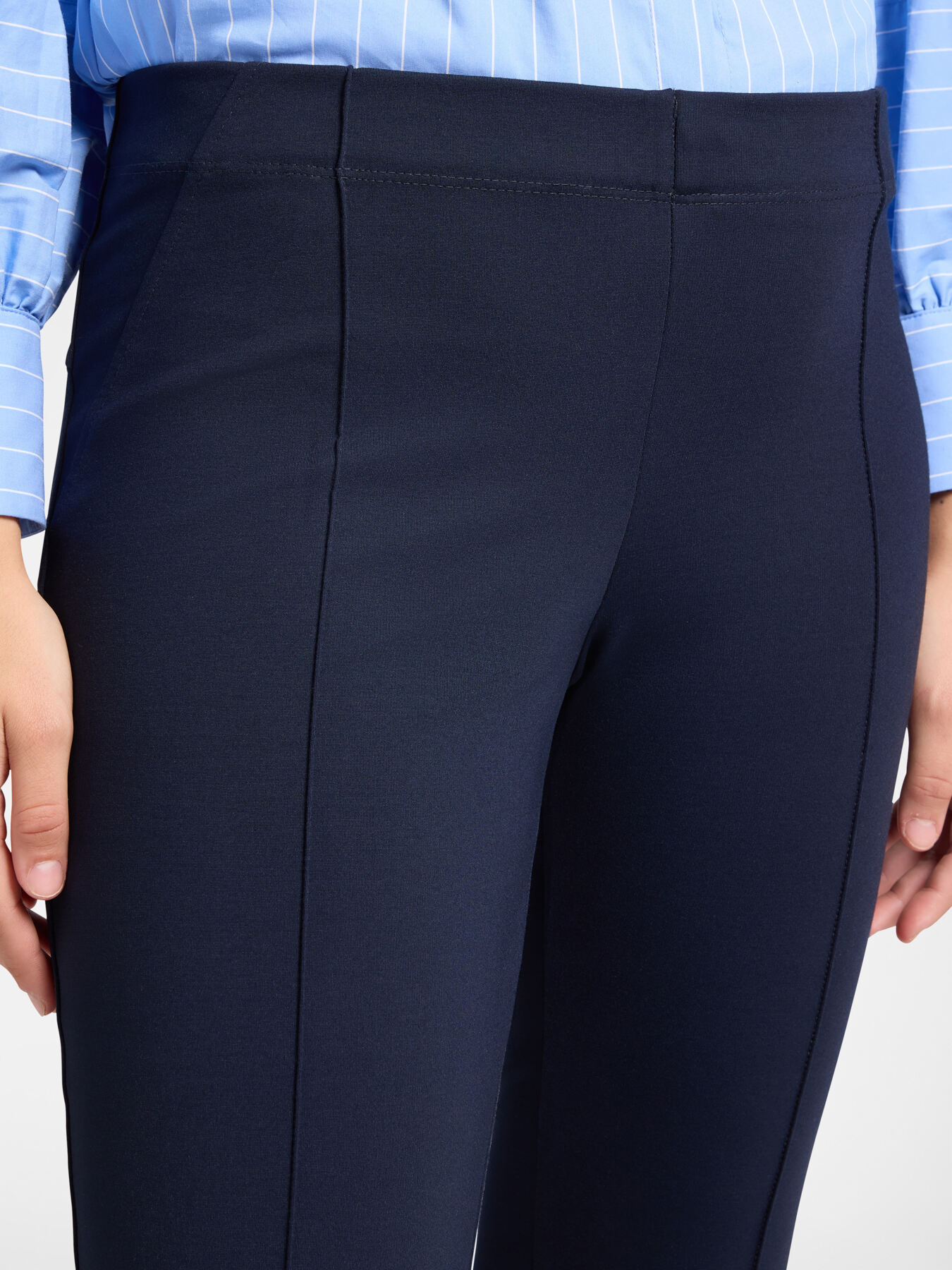 Slim-fit trousers in Milanese stitch image number 3