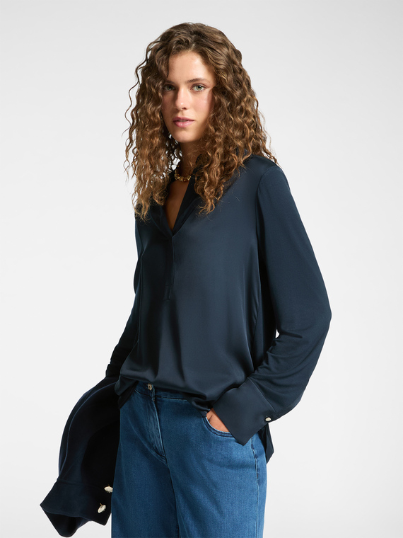 Two-fabric polo T-shirt