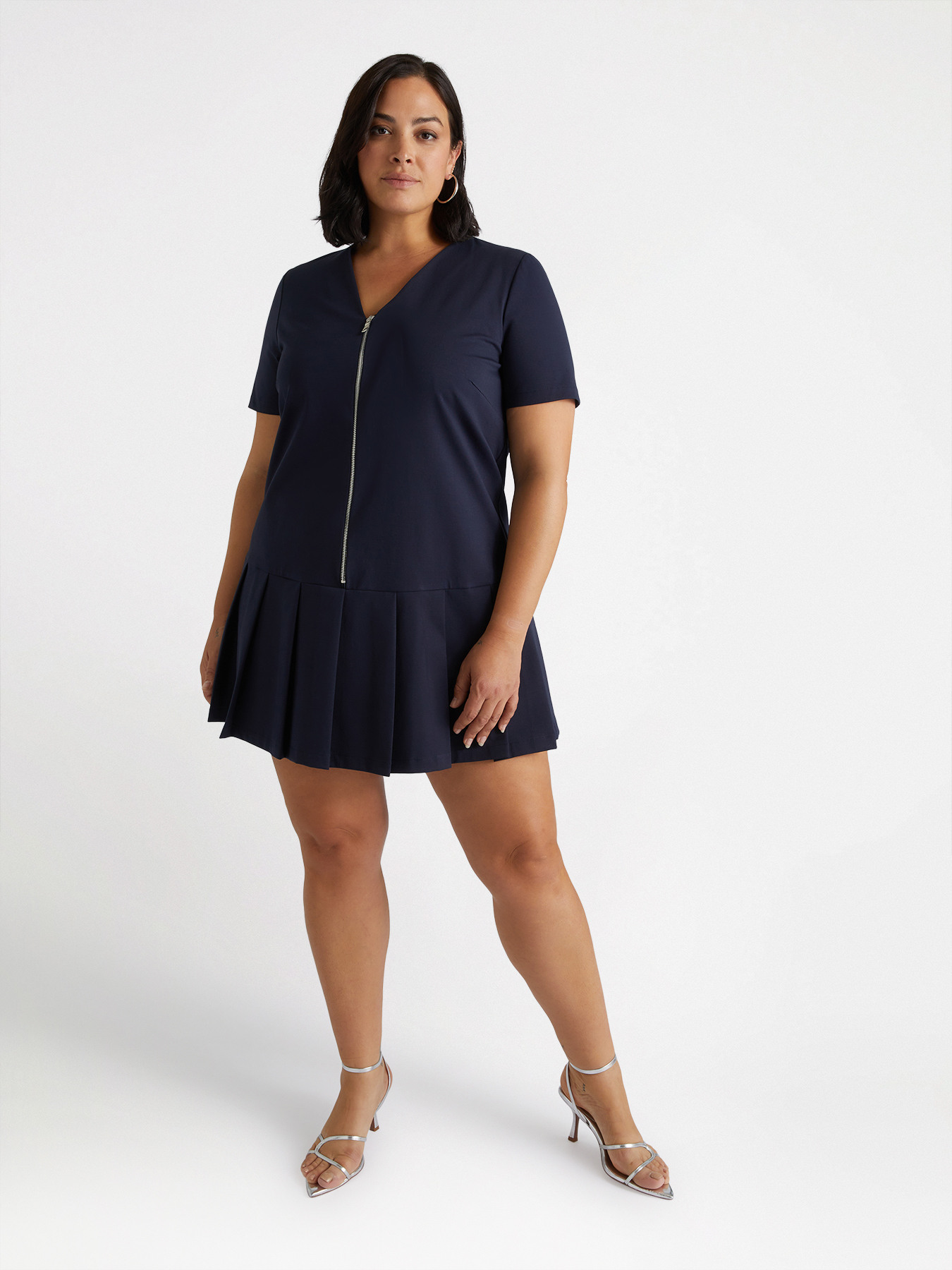 Robe courte avec zip et plis image number 0