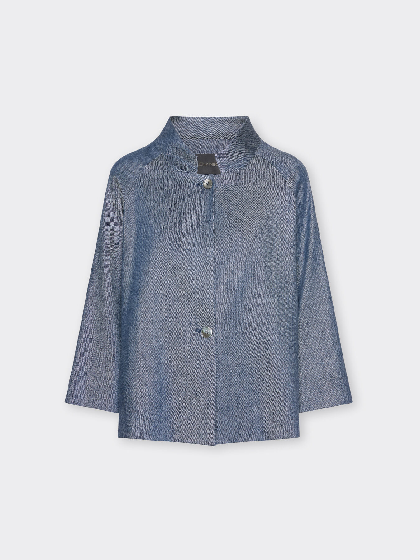 Giacca boxy in lino effetto denim image number 4