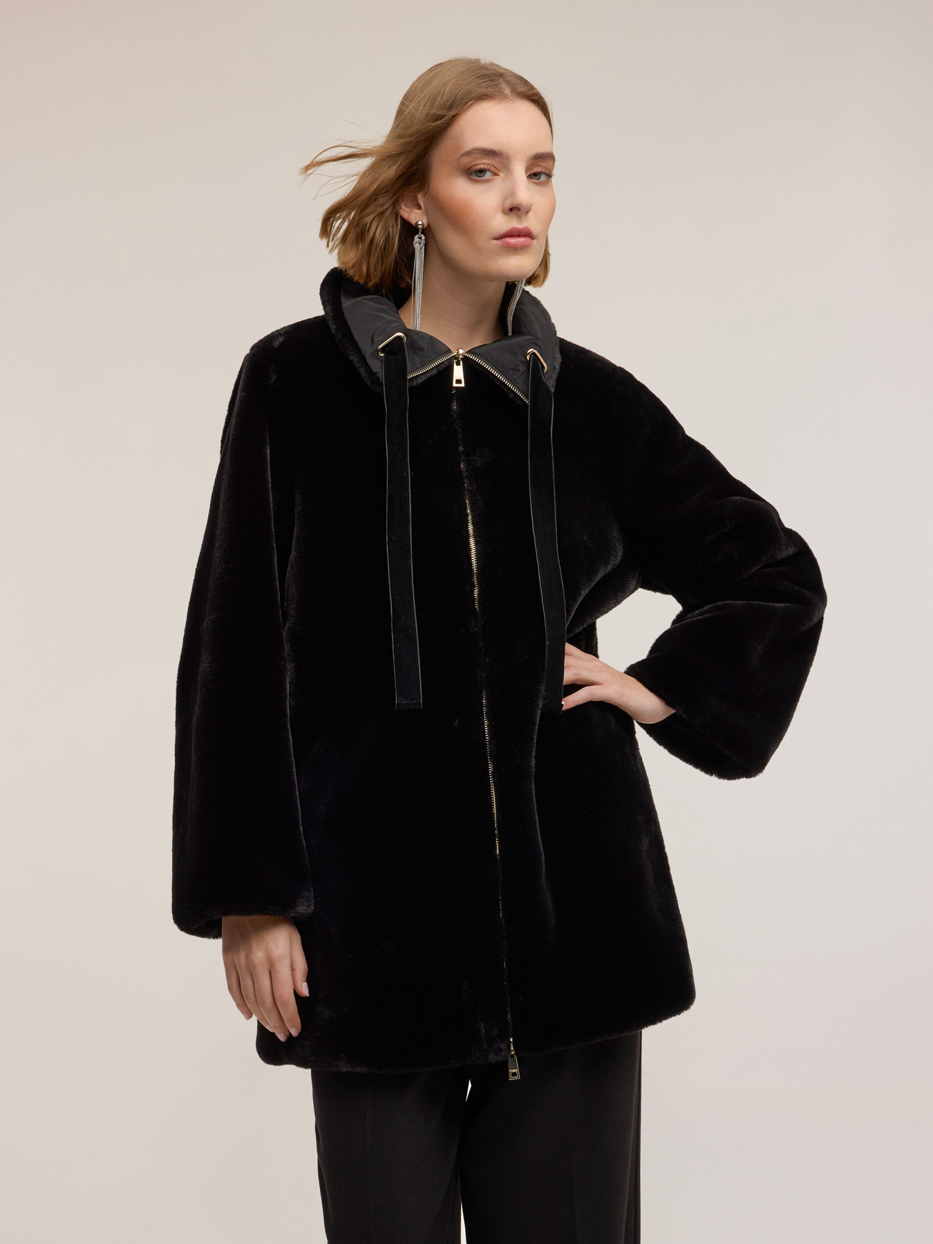 Reversible plush effect coat image number 2