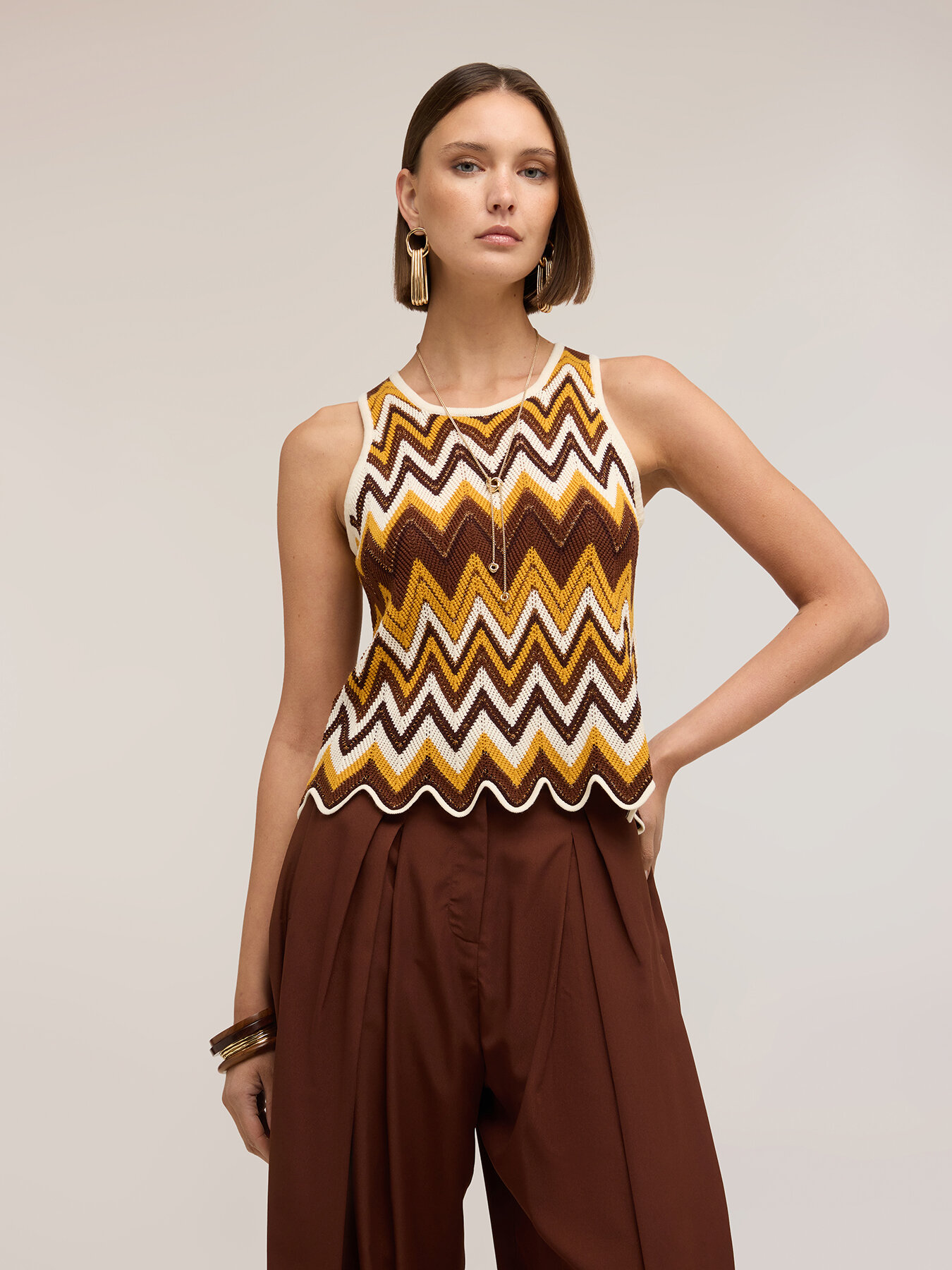 Top tricotat cu model chevron image number 0
