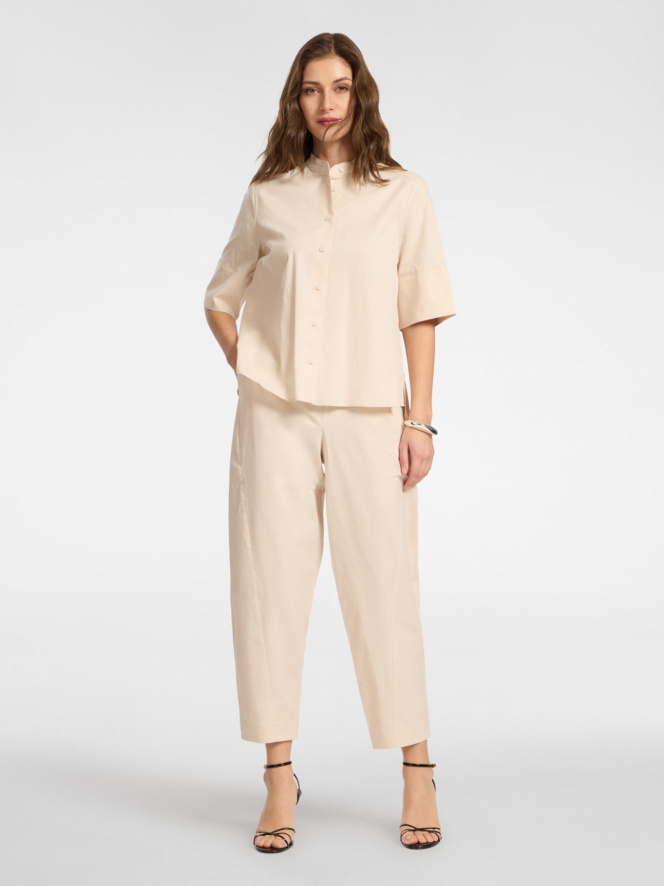 Stretch cotton balloon trousers image number 0
