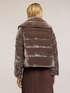 Heavy quilted velvet down jacket image number 1