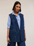 Gilet large à double boutonnage en denim mélangé lin image number 2