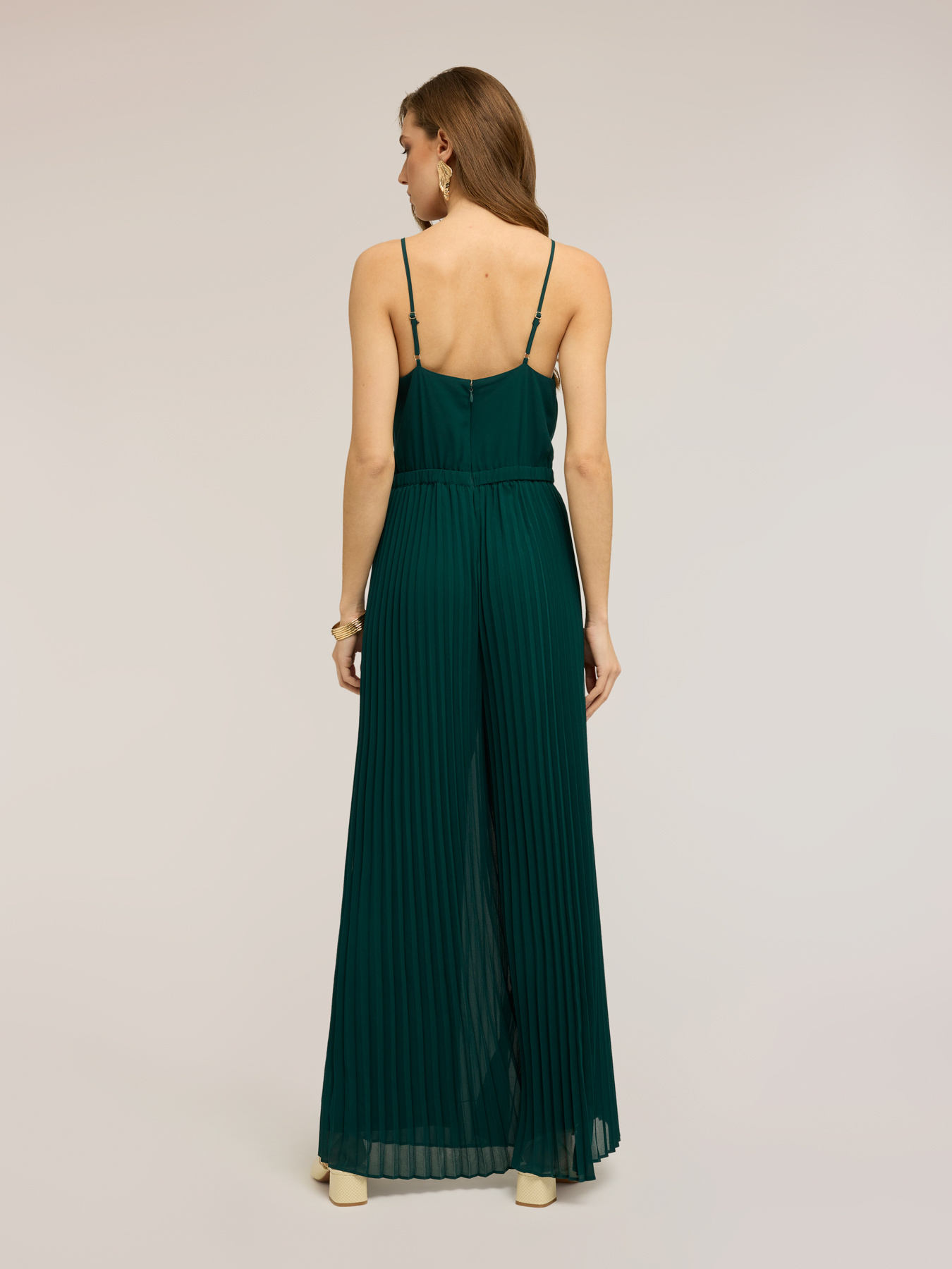 Long pleated georgette jumpsuit image number 3