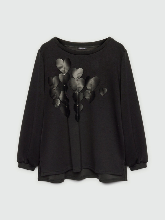 Sweatshirt mit Herz-Applikationen