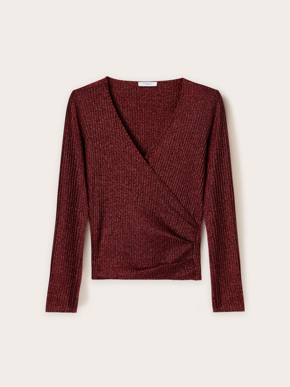 Maglia ad incrocio a coste lurex