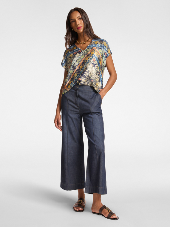 Chambray Cropped Jeans